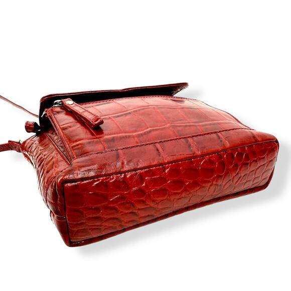 90's designer red crocodile leather bag by MICHAEL ROME DESIGNS - Picture 4 of 16